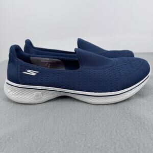 Skechers GOwalk 4 Shoes Womens Size 7.5 Navy Walking Slip On Goga Max SN 14148